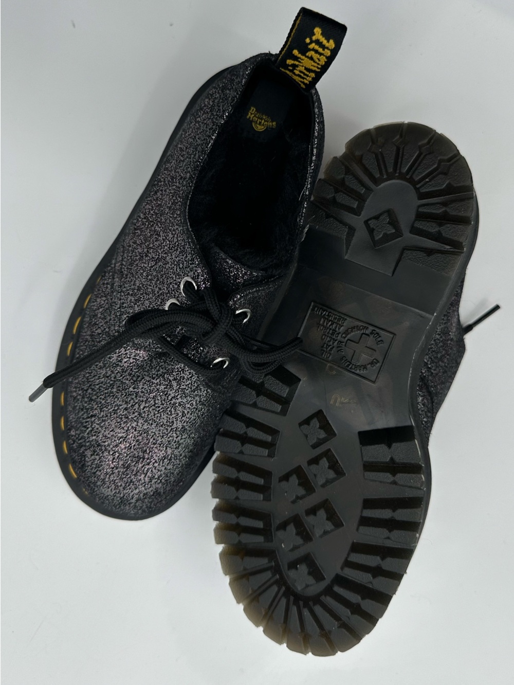 Dr.Martens Black Metallic Glitter  platform shoes size 5